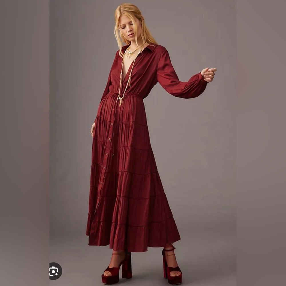 Anthropologie NWT tiered button-front dress